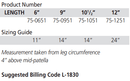 Corflex Compression Knee Immobilizer Knee Brace - size chart