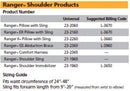 Corflex Ranger Shoulder Immobilizer Shoulder Brace - size chart