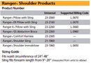 Corflex Ranger Shoulder Abduction ER Pillow w/Sling Shoulder Brace - size chart