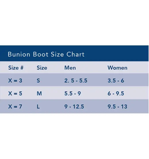Bunion bootie size chart clearance